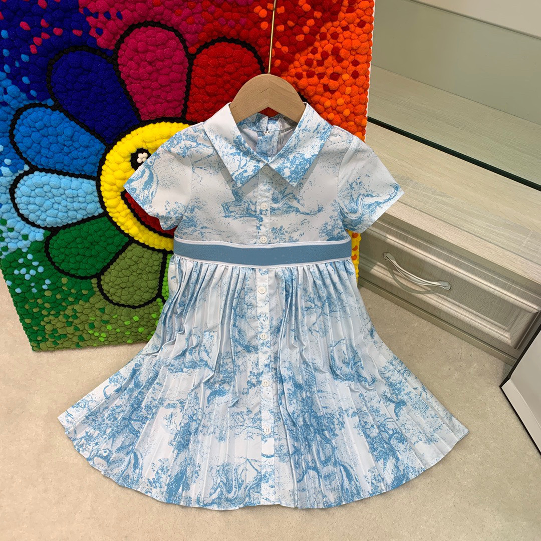 

Children's Dresses Kids Girls Printed Dress Summer girl shirts Collar dresses Fashion Toddler Clothing 4-14Y, Pink