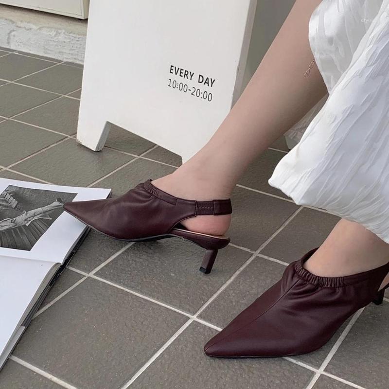 

Women Sandals Spring/Autumn Casual Fashion Women Pumps Thin Mid Heels Sandals Ladies Pointed Toe Summer Shoes Wine Red1, Black