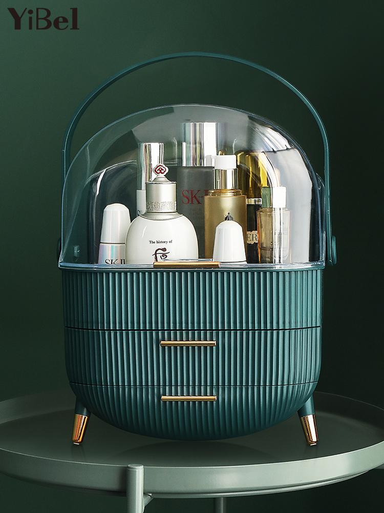 

Women makeup box with drawer professional nail Cosmetic case bag make up brushes orangizer suitcase, Green