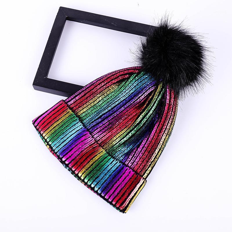 

Beanie/Skull Caps Autumn Winter Ins Gold Silver Purple Colorful Shiny Women Acrylic Knitted Beanie Cap Hat Skullies Girls Beanies 20211
