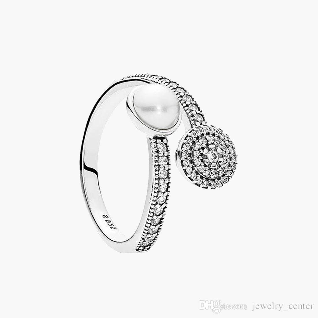 

Women's 925 Sterling Silver Wedding Rings Cubic Zirconia Diamonds for Pandora Style White Crystal Pearl Luminous Glow Ring Luxury sets, Slivery;golden