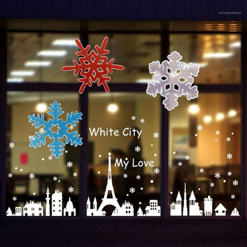 

1pc Christmas Snowflakes Silicone Glass Window Stickers Door Large Window Paste Decor Removable Stickers Christmas Decoration1
