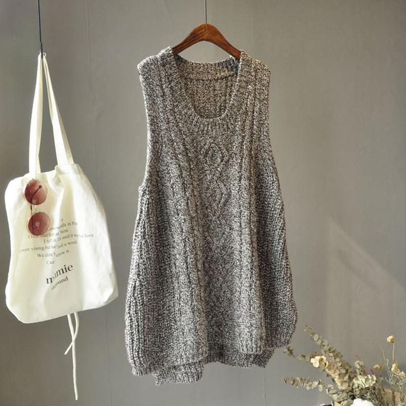 

2020 New spring Autumn Sweater Vest Women O-Neck Knitted Vest Female casual tank tops Sleeveless Twist knit pullovers cc1018, Photo color