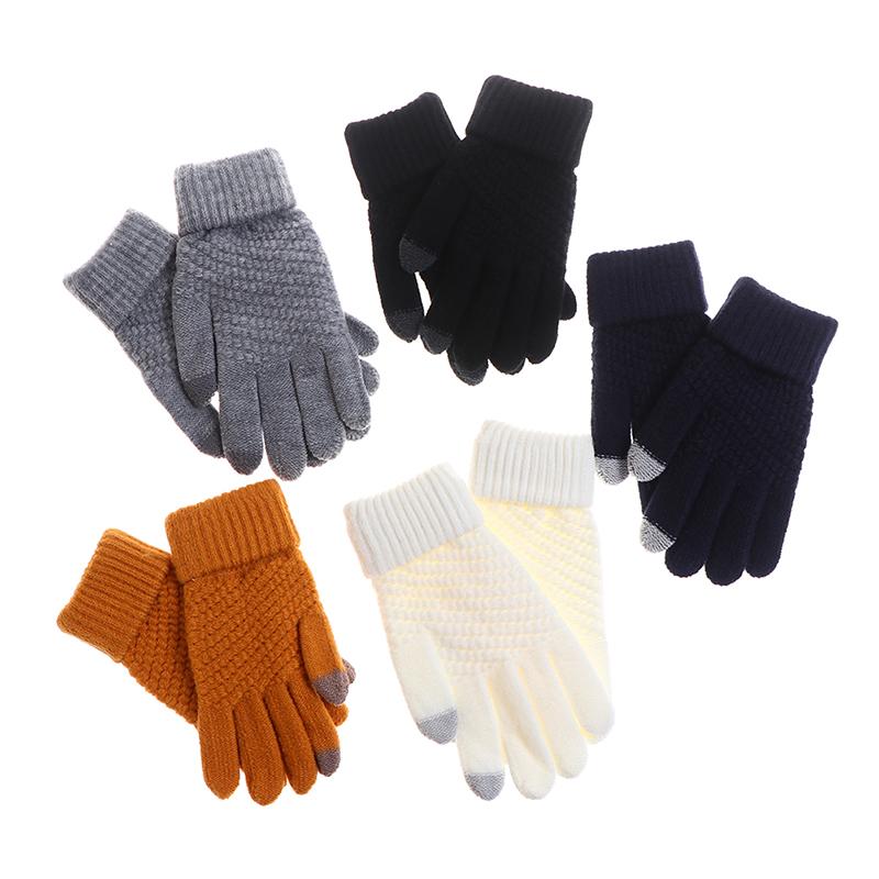 

Five Fingers Gloves Women's Cashmere Knitted Winter Women Autumn Warm Thick Touch Screen Skiing