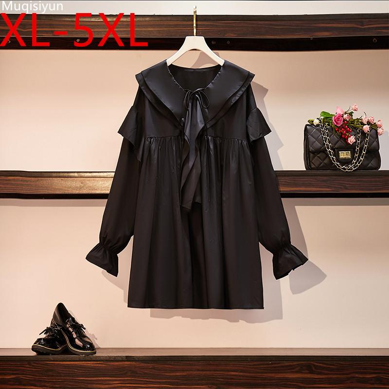 

5XL Plus size 2021 Elegant Women's Flare Long Sleeves Ruffles Shirt Female Loose Shirts Blouse Tops Blusas S020, As pic