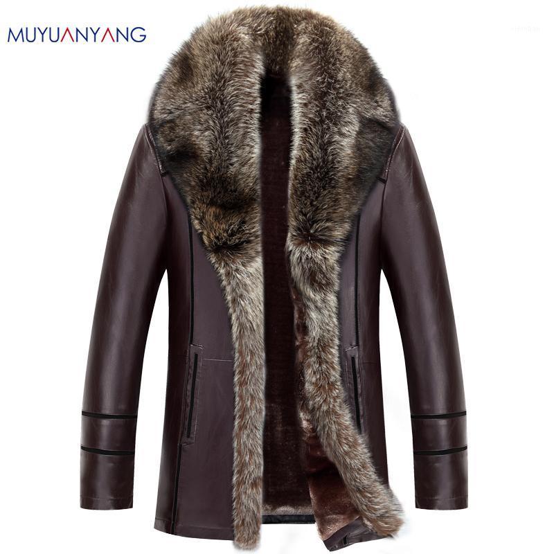 

Men's Leather & Faux Mu Yuan Yang Plus Size 3XL 4XL Winter Thicken Casual Men's Jackets And Coats PU For Male Fur1, Black