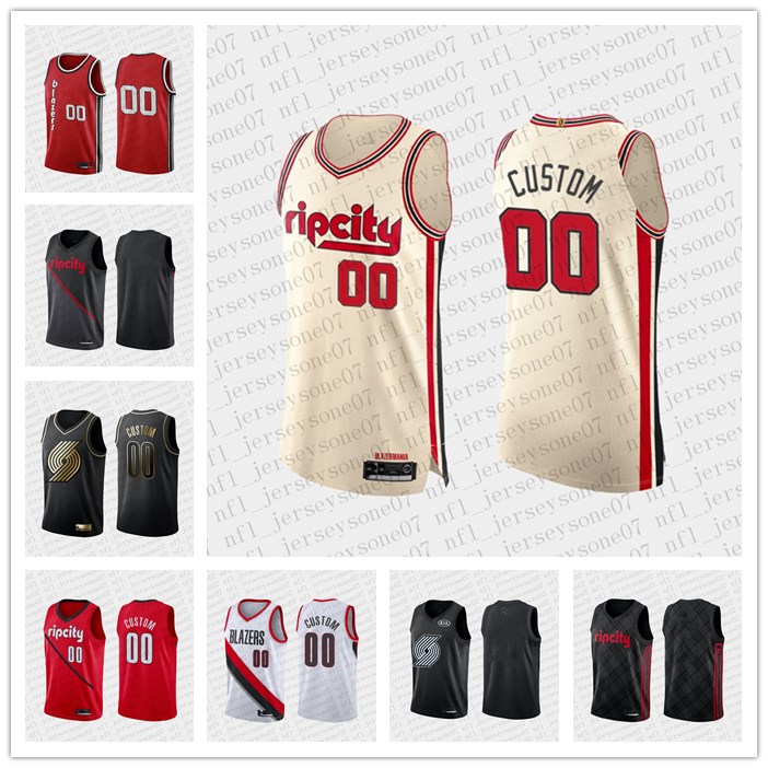 

Custom Men's womens youth portland trail Blazers black white red Throwback Basketball City Edition Jersey