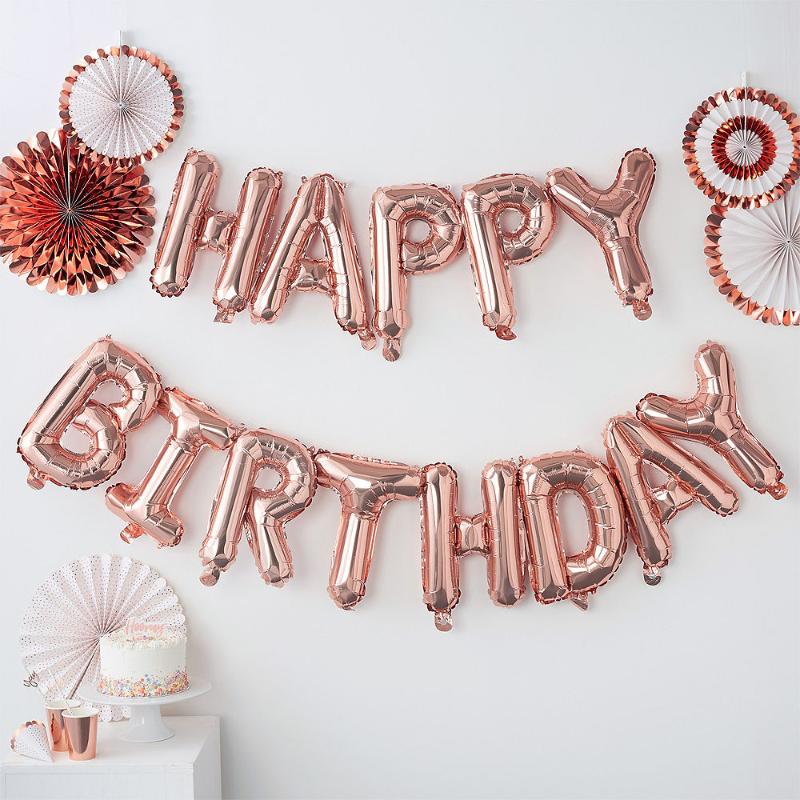 

13pcs/set Happy Birthday Balloons Rose Gold Letter Foil Ballons Kids Adult Birthday Party Decorations Globos Balony Anniversaire