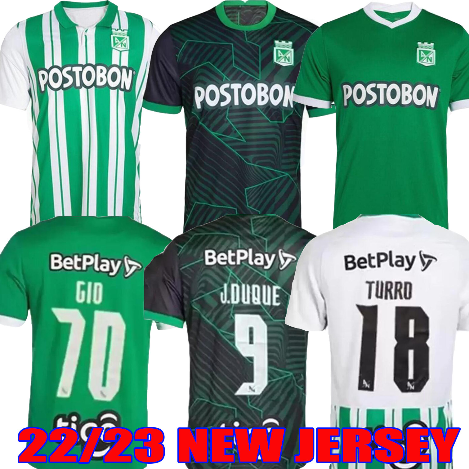 

2022 2023 Atletico Nacional Medellin Soccer Jerseys 22 23 GIO ANDRADE D.Pabon J.Duque TURRO J.BARRERA H.BARCOS TORRES RENTERIA LUCUMI Man Football shirt uniform, 22 23 home+patch