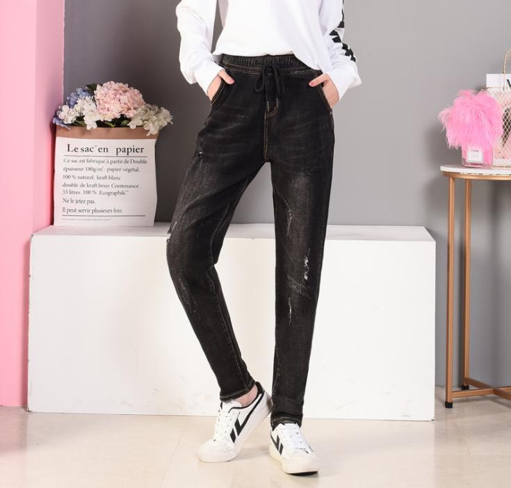 

Plus Size Elastic Waist Harem Skinny Pants From Women's Breeches 9zt0, Black