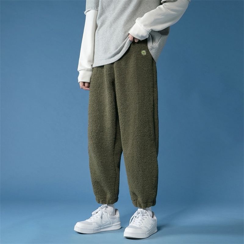 

2021 Men's Casual Thicken Warm Cargo Winter New Man Fashion Solid Color Loose Woman Harajuku Straight Pants Jzdz, Armygreen