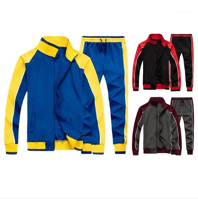 

Men Casual Sportswear 2020 Spring Tracksuit Men Two Piece Sets Stand Collar Jackets Sweatshirt Pants Joggers Running Tracksuit1, Grey
