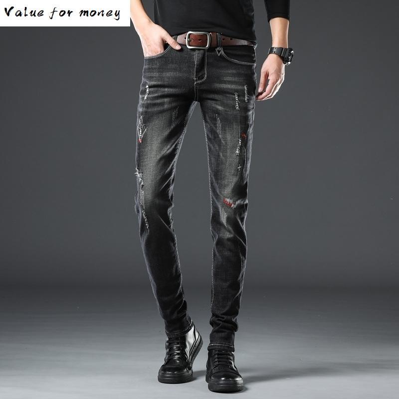 

2020 new spring arrival jeans men Fashion elasticity men's jeans male high quality Slim cotton pants,Blue, black