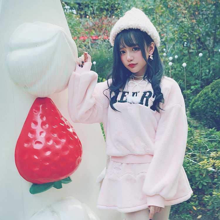

Princess sweet lolita student sweater BOBON21 Girl in pink tender coarse wool knitted hat AC14421