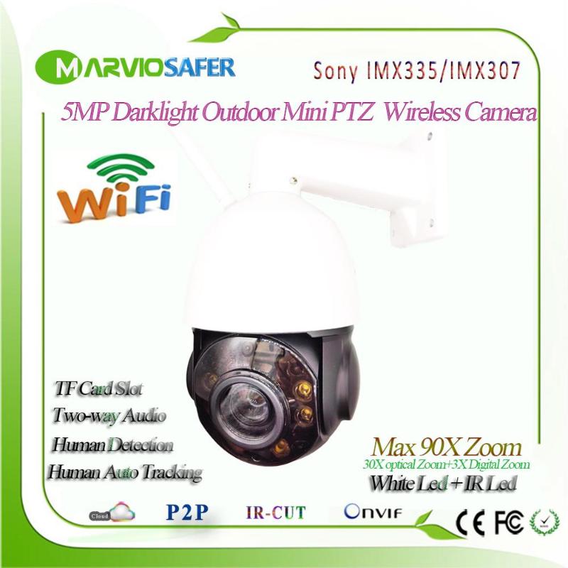 

5MP H.265 30X Optical Zoom Starlight Wireless IP PTZ POE Network Camera Wifi IPcam, 90X Onvif Sony IMX335 Human Detection