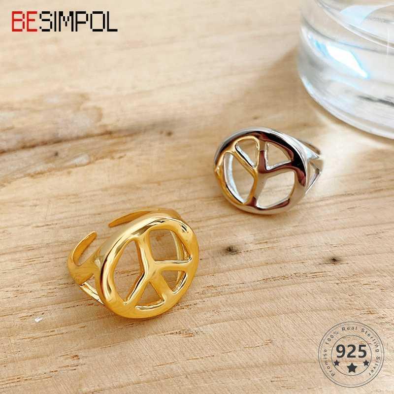 

Besimpol Real 925 Sterling Silver Ring French Style Peace Irregular Shape Adjustable Ring for Women Fashion Fine Jewelry Gifts1