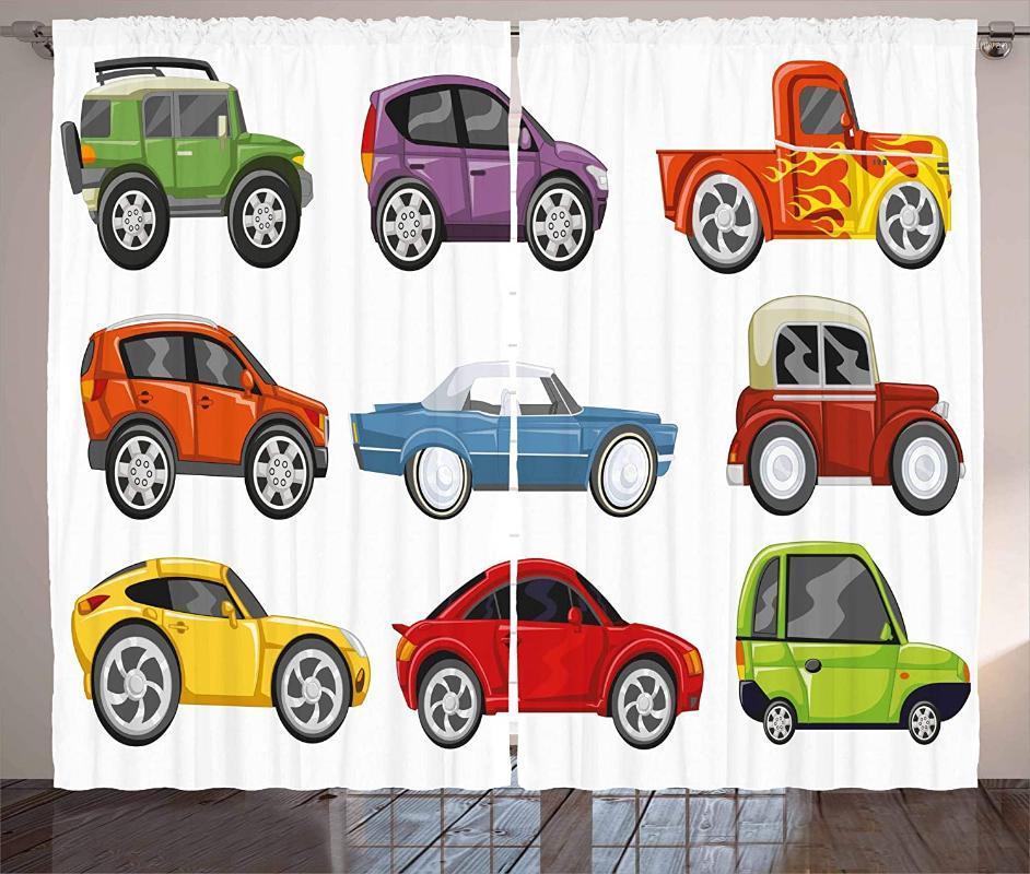

Nursery Curtains Race Cars Monster Truck Classics Urban Jeep Speed Automobiles Print Living Room Bedroom Window Drapes Yellow1, As pic