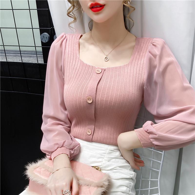 

New 2020 Autumn Long Sleeve Women Blouse Shirt Fashion Casual Mesh Patchwork Women Tops And Shirt Blusas, Black