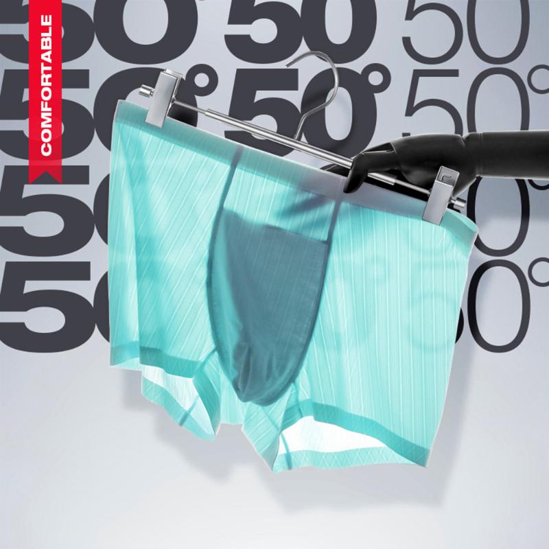 

Men Underwear Ice Silk Boxer Solid Color Trunks Sexy Sheer Breathable Seamless Shorts Underpants Male Midi Waist Comfortable, Green