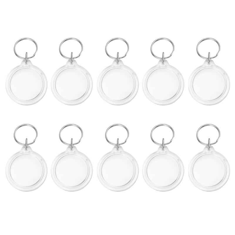 

100pcs Circular Transparent Blank Acrylic Insert Photo Picture Frame Keyring Keychain Key Holder DIY Ring Key Chain Gift
