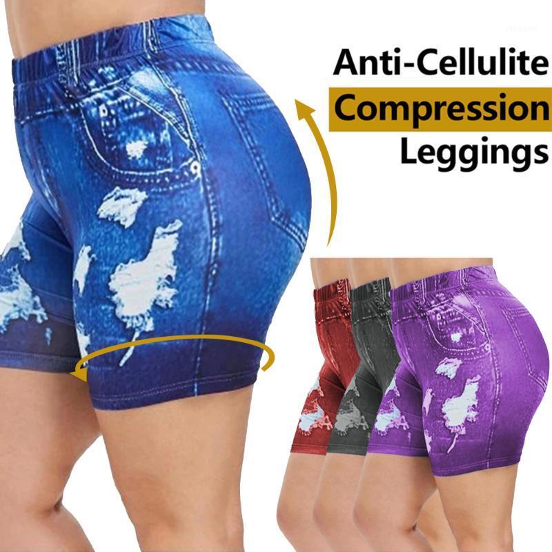 

2020 Ladies Ripped Denim Print Sports Shorts High Waist Summer Fitness Short Pants Casual Ladies Shorts Gym Running Yoga1, Red