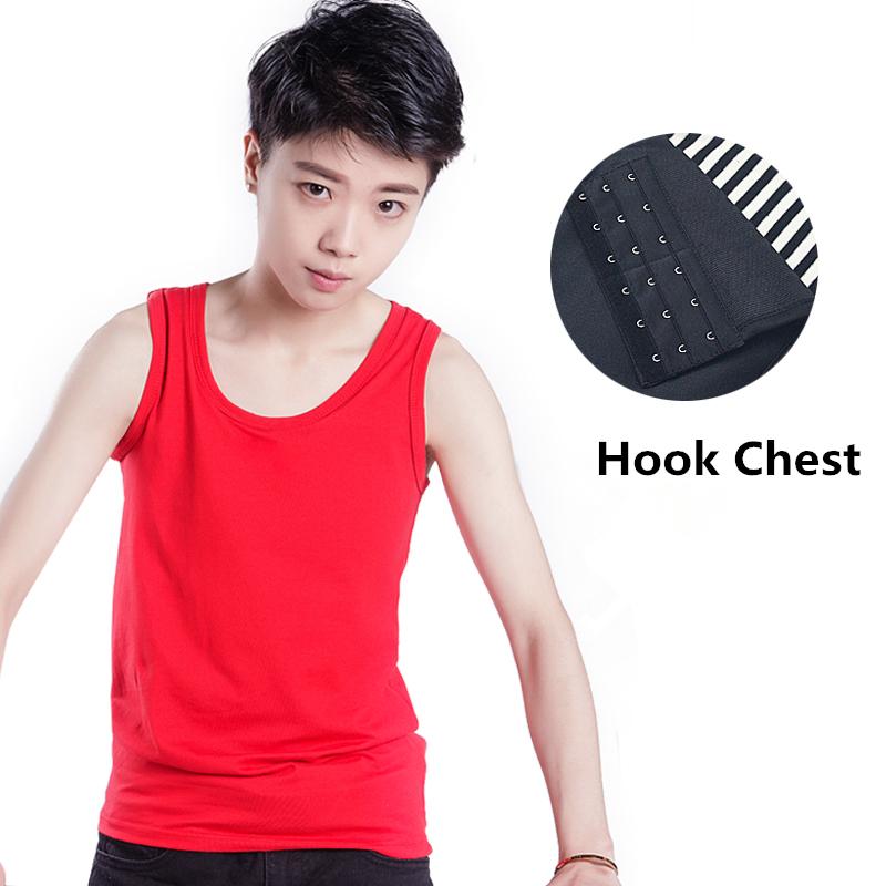 

Cotton Outerwear Binder Tank Tops Tomboy Long Hook Corset Les Solid Undershirt Breathable Vest, Multi