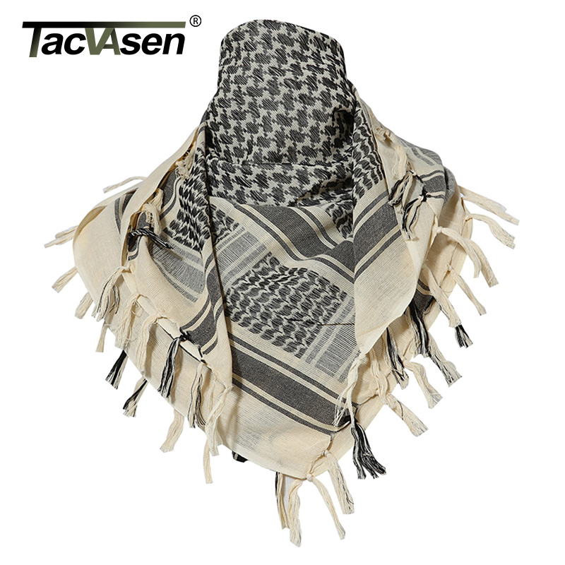 

TACVASEN Cotton Scarf Military Shemagh Tactical Airsoft Desert Keffiyeh Head Neck Scarf Arab Wrap with Tassel Paintball Gears LJ201006, Blue;gray