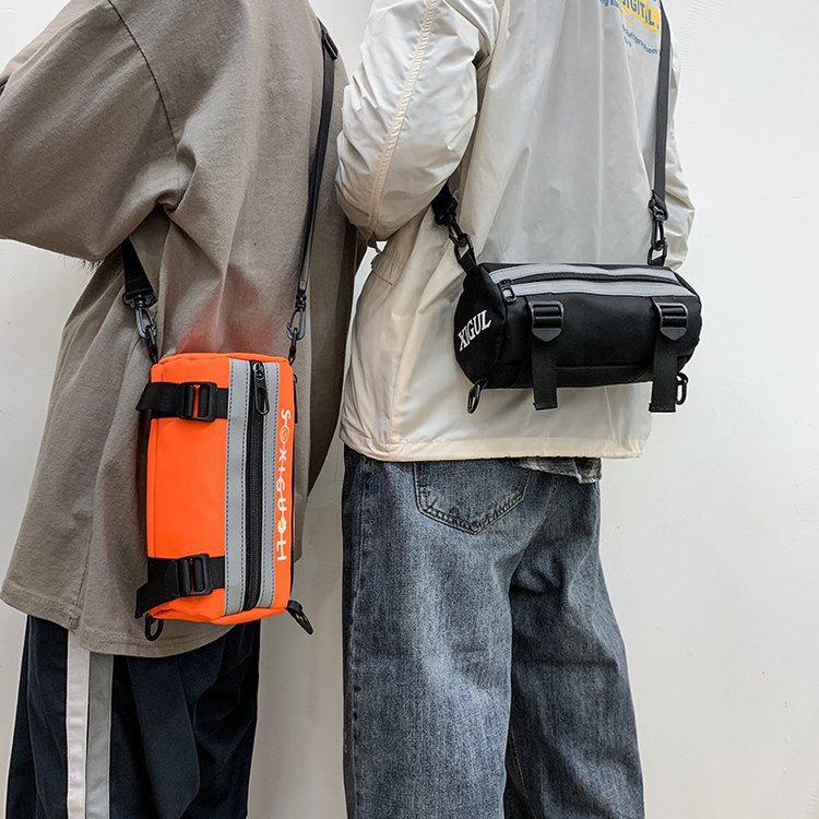 

Shoulder Bag Men's Popular Brand Shoulder Bag Street Fashion Hip Hop Cylinder INS Japanese-style Soil ku bao Women's