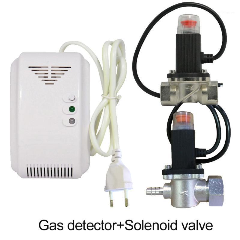 

220VAC Kitchen CH4 Natural Gas leaking detector Magnetic Solenoid valve to cut off coal gas Fire alarm sensor for home security1