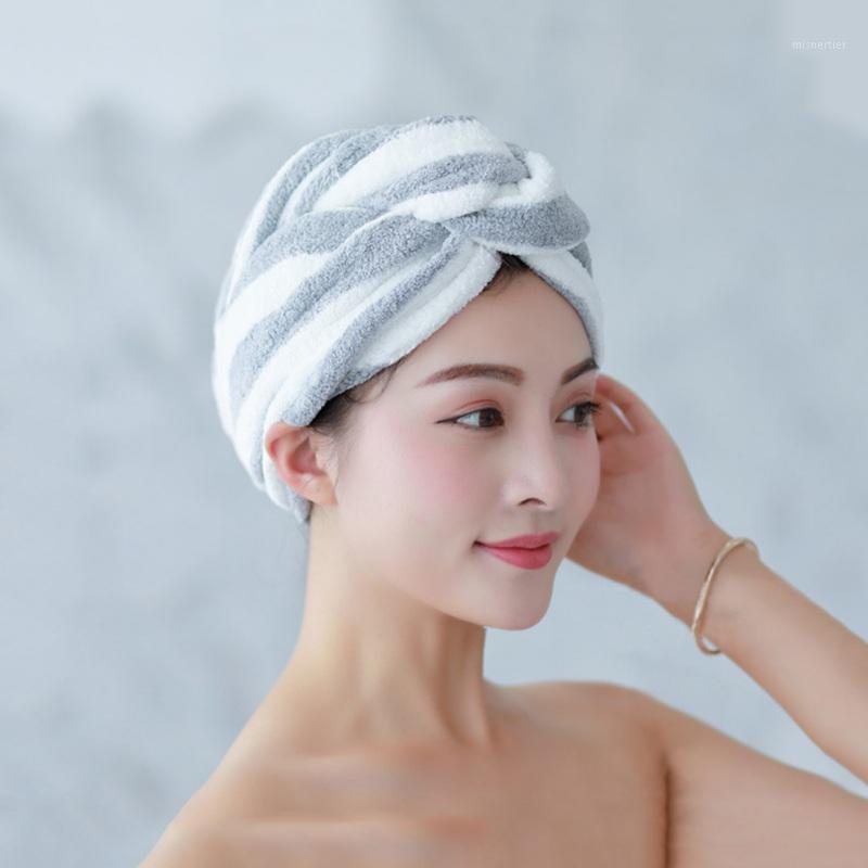 

New Thickening Coral Fleece Hair Drying Towel Super Absorbent Twist Wrap Shower Cap Turban Hat For Long & Thick Hair1