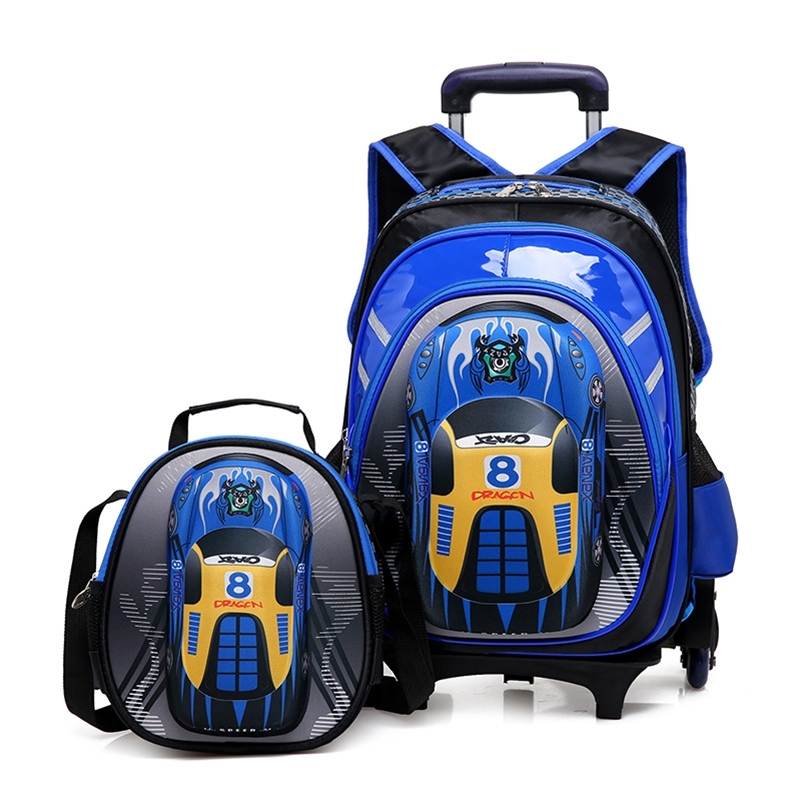 

3D School Bags On wheels School Trolley backpacks wheeled backpack kids School Rolling backpacks for boy Children Travel bags LJ201225, 2 wheels