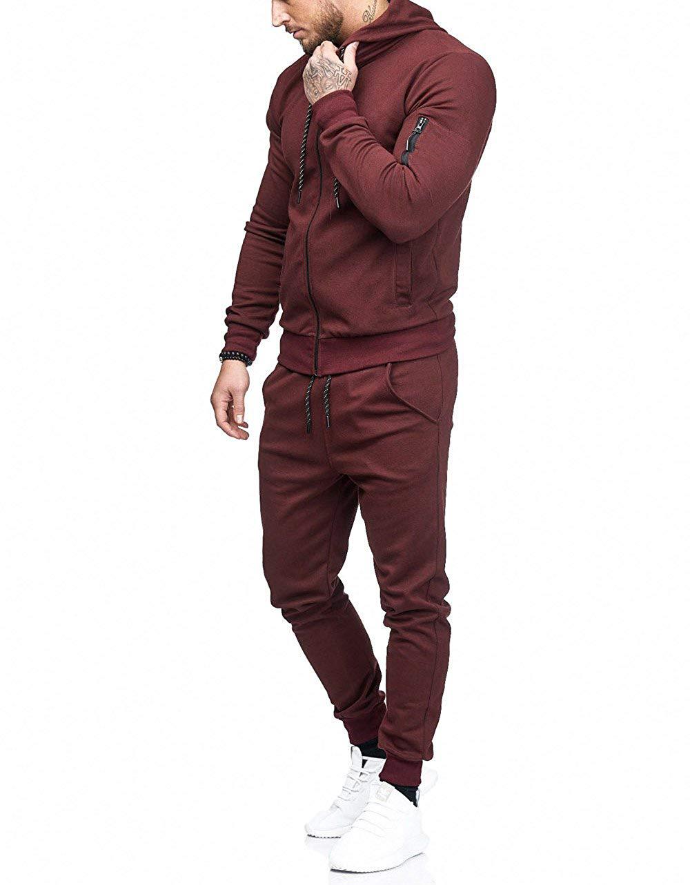 

Men's Casual Tracksuit Set Long Sleeve Full-Zip Hoodies Jacket+Pants 2 Piece Sportwear Set Running Jogging Athletic Sweat Suits, Black