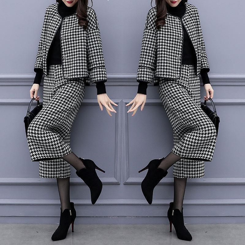 

2021 New Autumn sets of two female outfits cut wool coat broad pantsuit pants elegant ensembles y481 6WI6, Suit