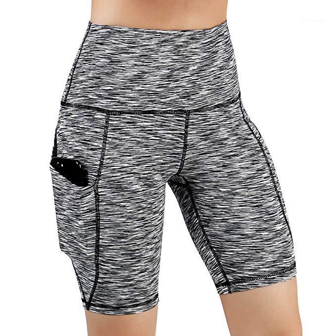 

New Lady Women Running Jogging High Waist Workout Pocket Athletic Yoga Solid Color Elastic Waist Hot Pants 2020 Fashion1, Black