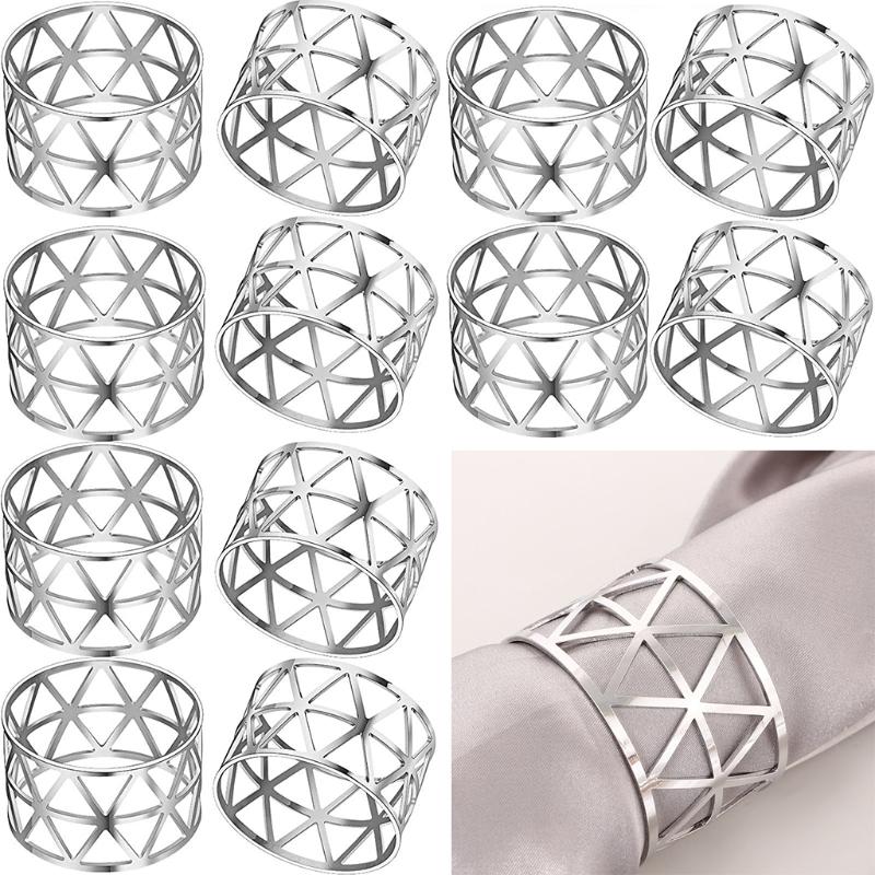 

12pcs. Alloy Hollow Out Napkin Rings Wedding Thanksgiving Christmas Household L9CF