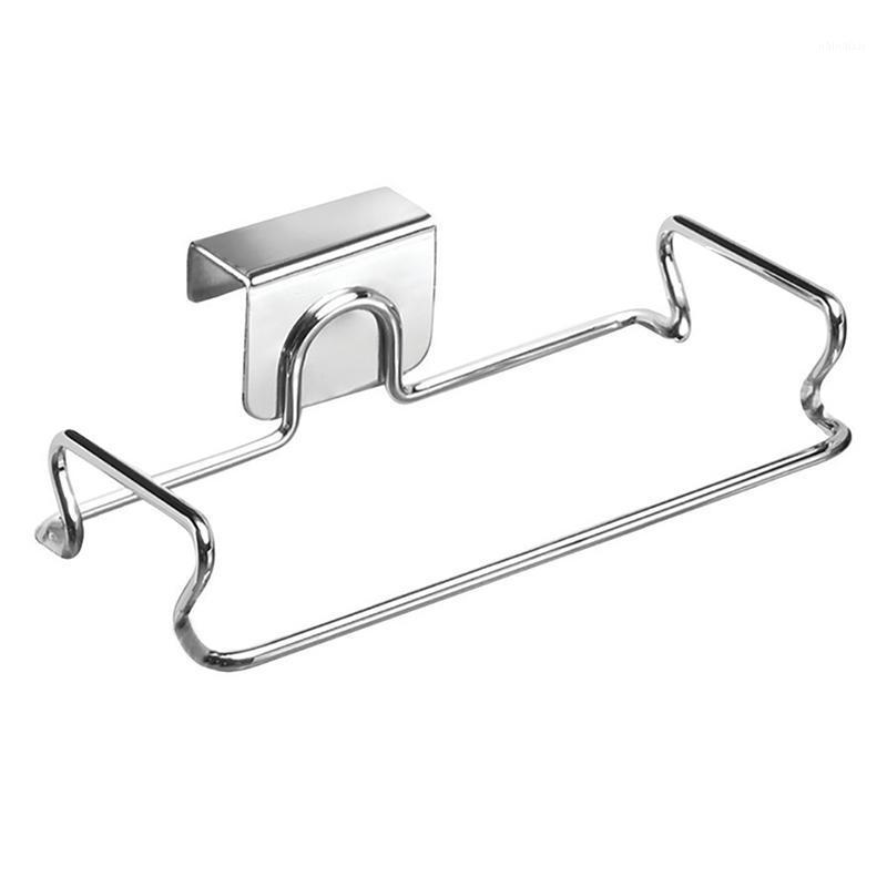 

Stainless Steel Kitchen Hanger Storage Rack Cabinet Door Trash Organizer Rack Closet Storage Hook Holders Garbage Bags1