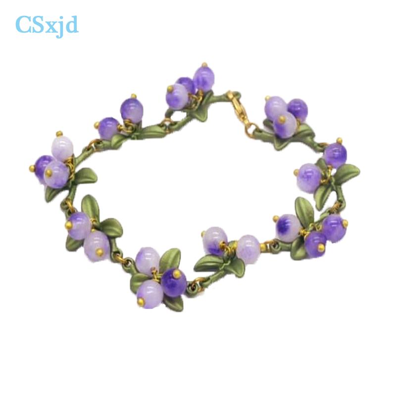 

CSxjd 2020 New vintage Bracelet Purple stone Paint metal chain Elegant Women Bracelet Jewelry