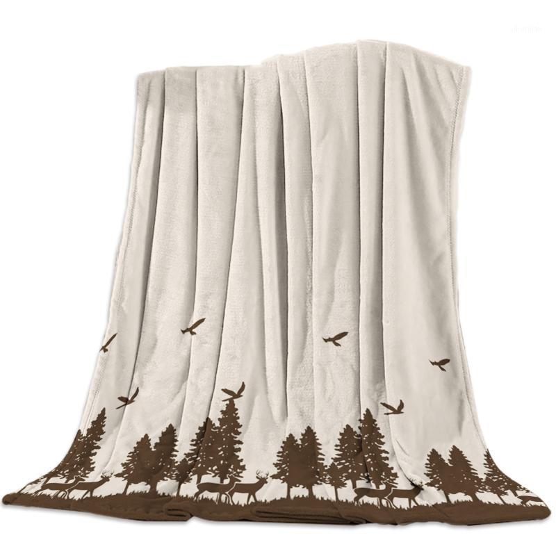 

Woods Silhouette Throw Blanket Bedspread Soft Fleece Blanket Air/Sofa/Bedding Winter Bedsheet1