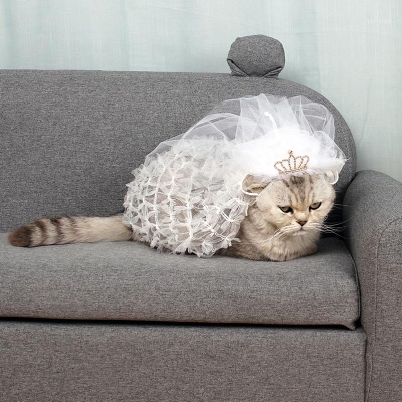 

Pet Cat Bride Headdress Crown Pattern Decor Cosplay Wedding Accessories for Birthday Wedding Party (White, Size)1