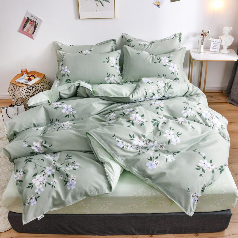 

Green Flower Pattern Girl Boy Kid Bed Cover Set Duvet Cover Adult Child Bed Sheets And Pillowcases Comforter Bedding Set 610711, 2tj-61071-002