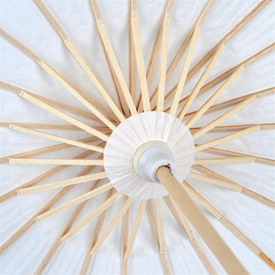 

New Eco-friendly Paper Umbrellas White Color Long-handle Bridal Wedding Umbrellas Chinese Mini Craft DIY Umbrella 4 a48