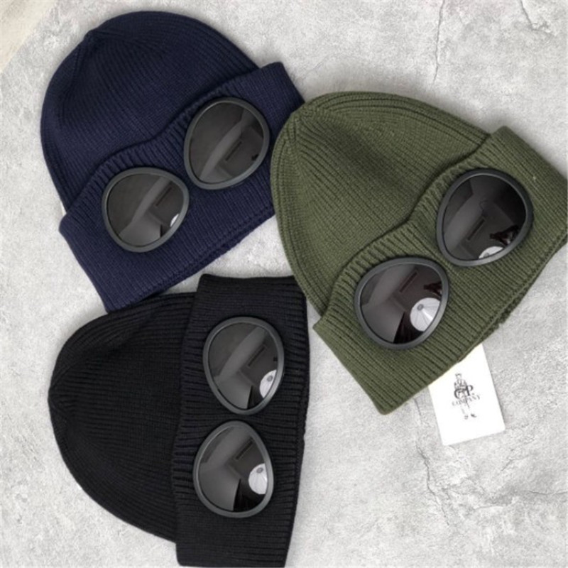

Two glasses goggles beanies men autumn winter thick knitted skull caps outdoor sports hats women uniesex beanies black grey&blue, Customize