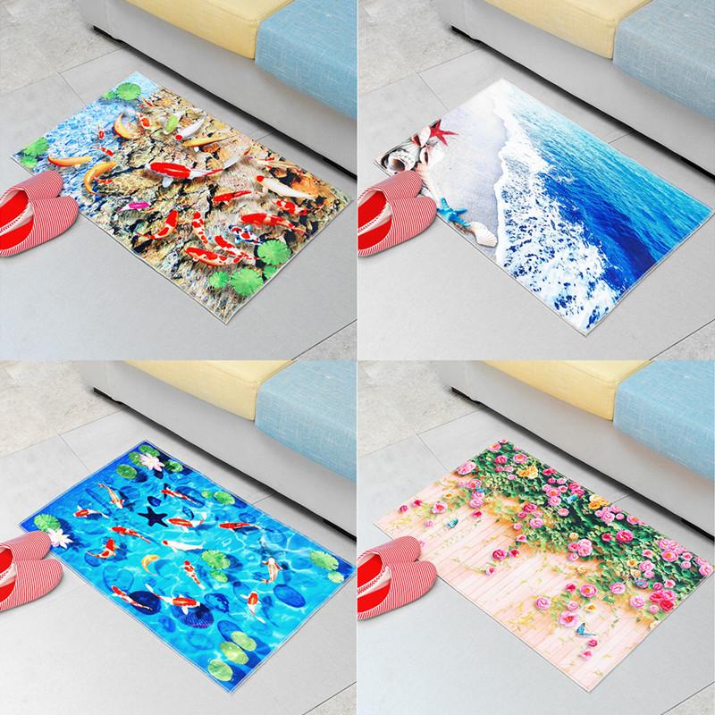 

3D floor mat personality underwater world carpet Sofa Mats Mediterranean Living Room Bedroom Rug Cartoon dolphin beach carpet