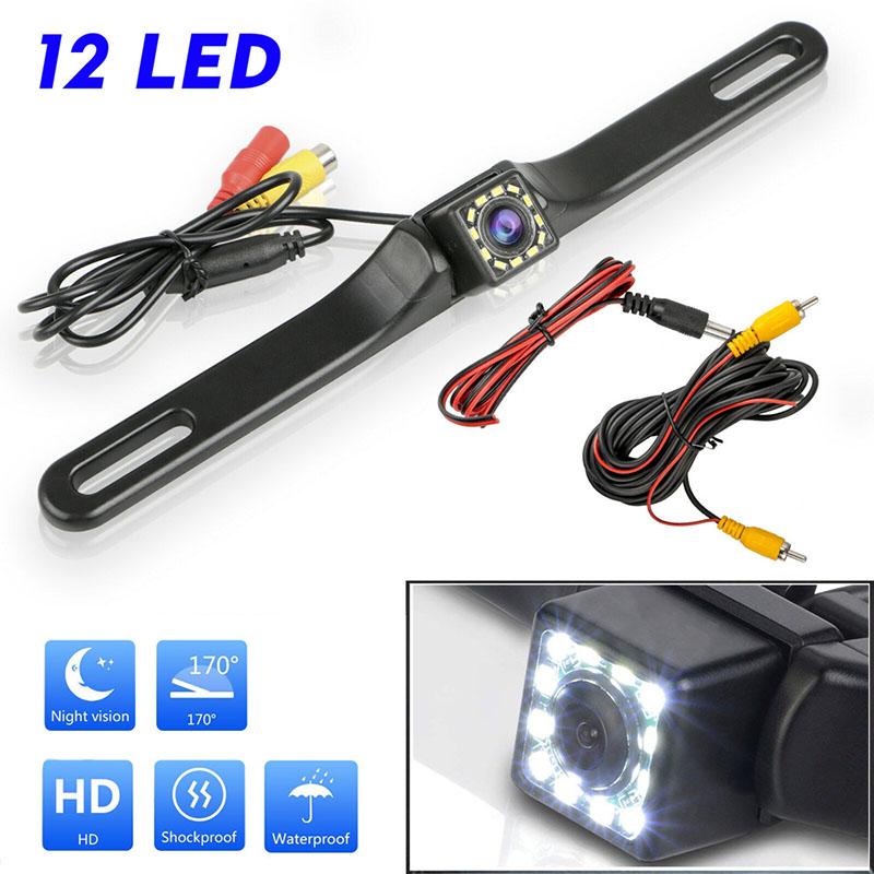 

12LED License Plate Frame Car Camera Universal CCD 170 Degree HD Waterproof Night Vision Rear View Reversing Camera