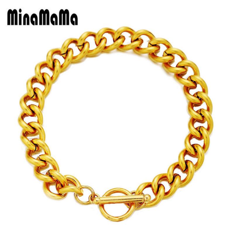 

Stainless Steel Thick Chain Bracelets For Woman Men Toggle Bracelets Chunky Hip Hop Jewelry