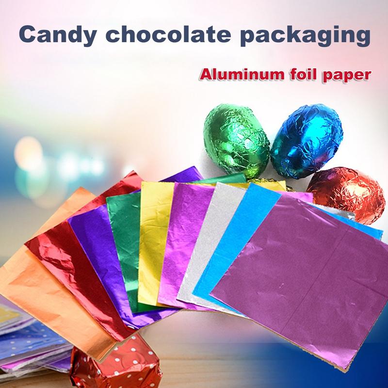 

100pcs 8cm DIY Aluminum Foils Chocolate Candy Paper Packaging Birthday Wedding Party Wrapper Foil Paper Sticker