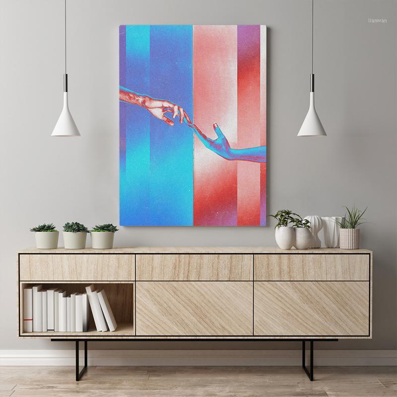 

Modular Wall Art Creation of Adam Canvas Paintings Michelangelo Pictures Prints Nordic Poster Vaporwave Home Decor For Bedroom1
