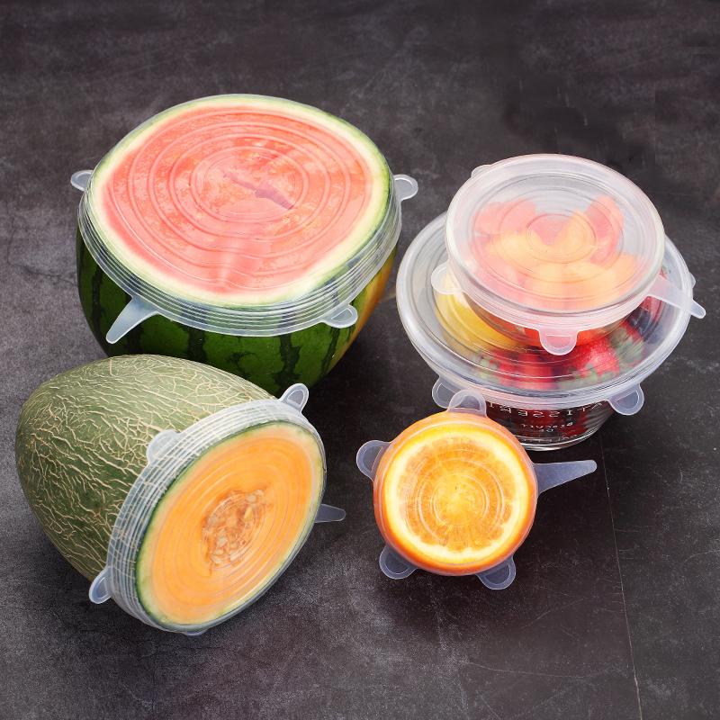 

6 Pcs/Set Reusable Silicone Stretch Lids Wrap Bowl Pot Lid For Cookware Pot Cover Cooking Kitchen Accessories