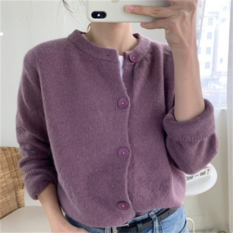 

University-style 2021 New Jacket New Style Female Long-sleeve Cardigan Sweater Top Outdoors 9jr9 TI77, Purple spot.