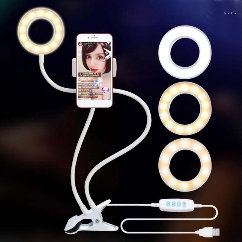 

12w Long Arm Selfie Universal Holder 24 LEDs Ring Flash Fill Light caster USB Clip Camera Cell Phone Stand lamp Live stream 5V1